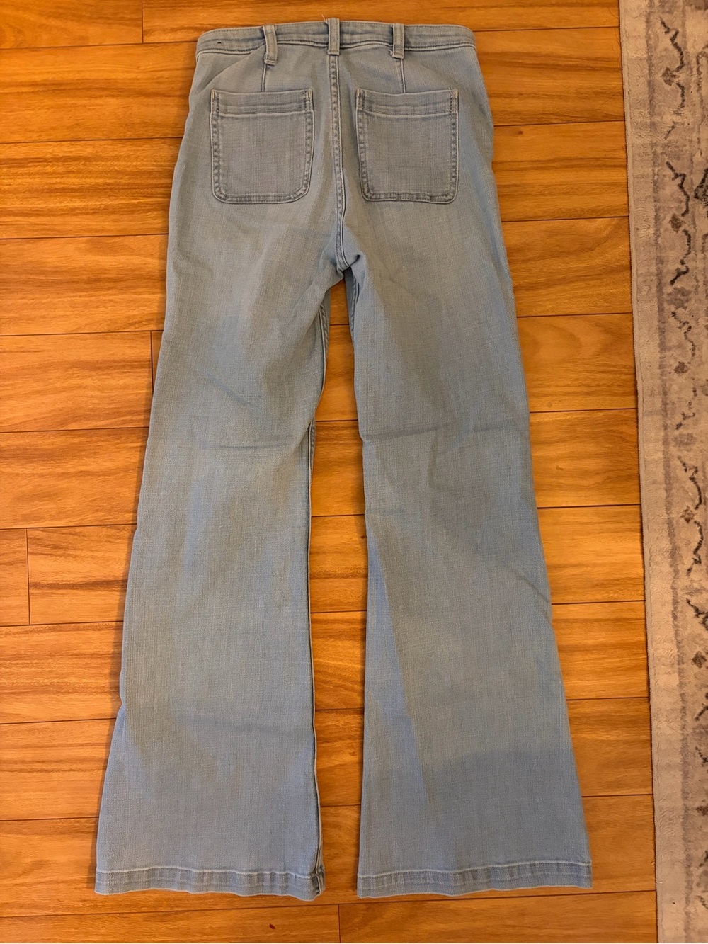 Abercrombie & Fitch Light Blue Quilted-Pocket Flare Jeans - Picture 4 of 4